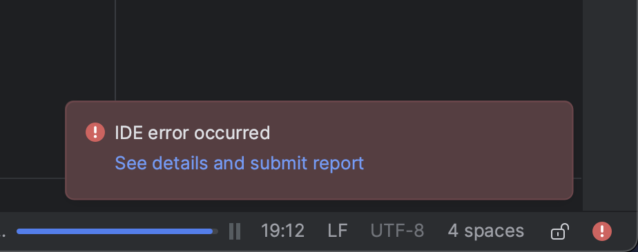 Screenshot of error notification
